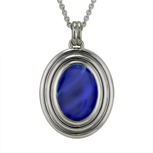 Blue Onyx Ribbed Cremation Pendant